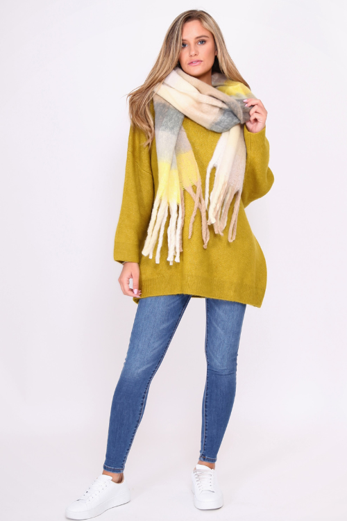 Yellow Check Ombre Scarf